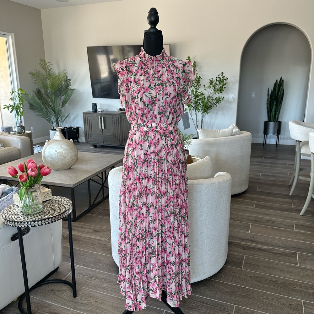 MELLODAY Pink and Green Maxi Dress